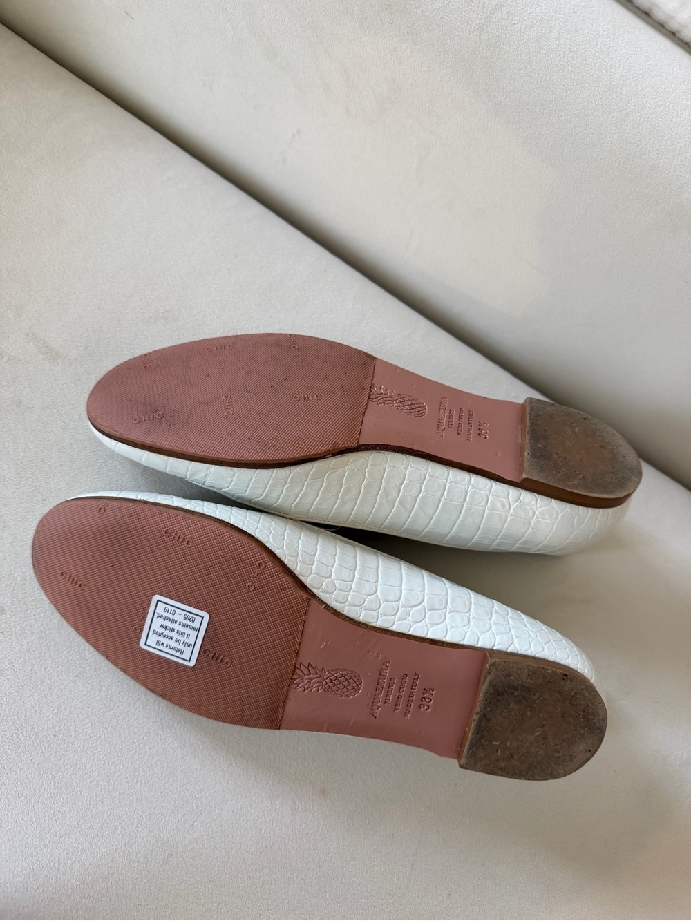 Aquazzura White Croc Embossed Loafers - Picture 3 of 5
